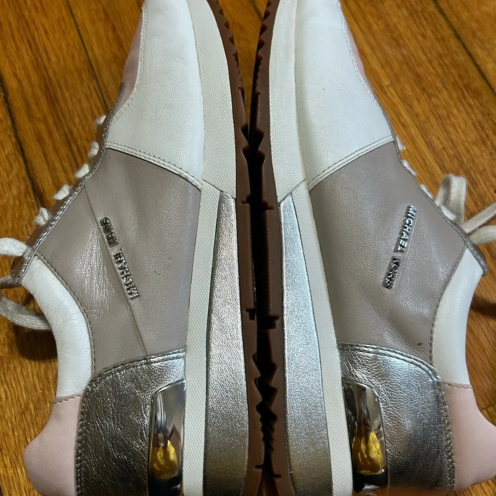 Michael KORS ALLIE Cement Soft Pink Silver Trainer Sneakers US 9 LOVE SHOES